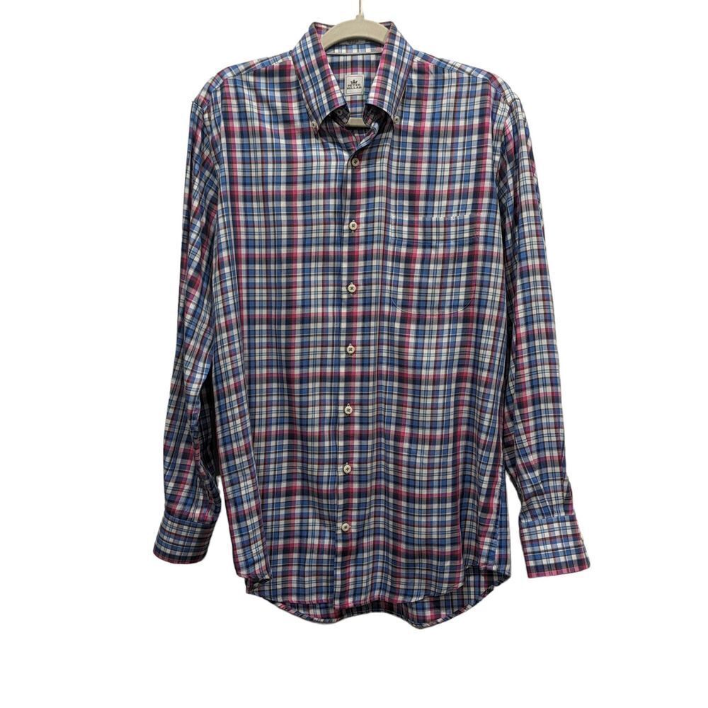 Peter Millar Crown Men's Plaid Multicolored Button Down Dress Shirt, M